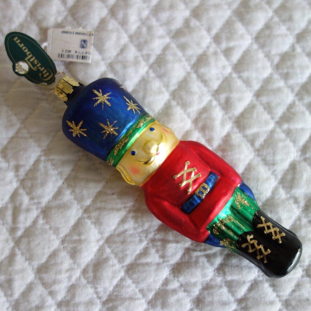NWT CHRISTBORN Germany mouth blown hand painted soldier Christmas 6” ornament